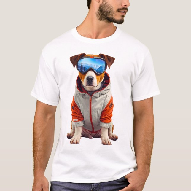 Camiseta Jack Russell Terrier Ski Dog Art – Cute Winter Dog (Anverso)