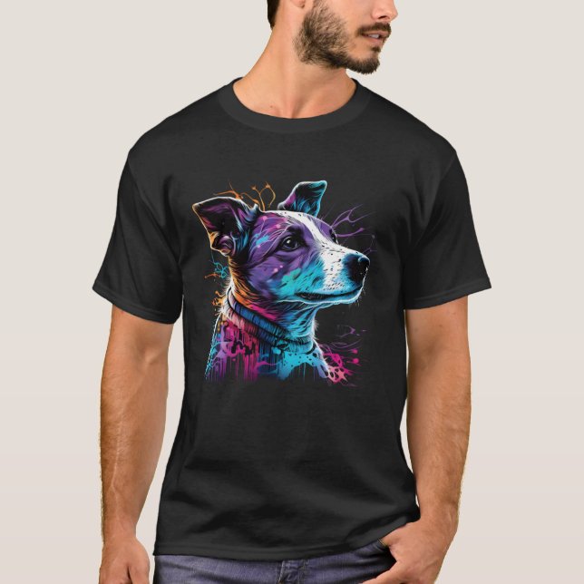 Camiseta Jack Russell Terrier Synthwave (Anverso)
