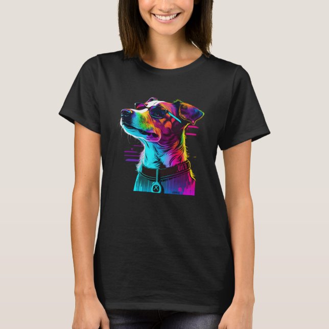 Camiseta Jack Russell Terrier Synthwave 1 (Anverso)