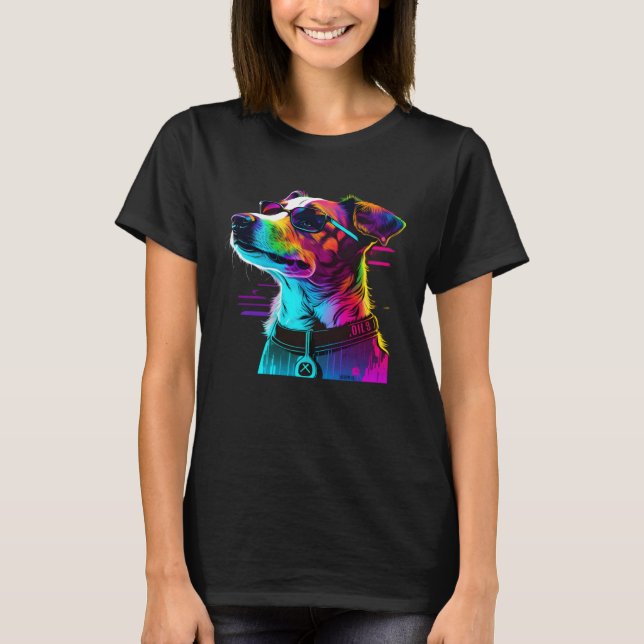 Camiseta Jack Russell Terrier Synthwave  1 (Anverso)