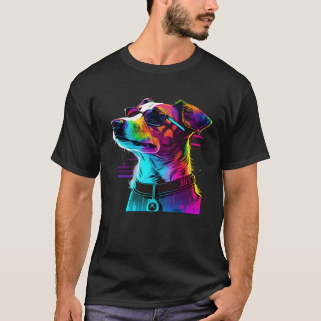 Camiseta Jack Russell Terrier Synthwave  1 (Anverso)