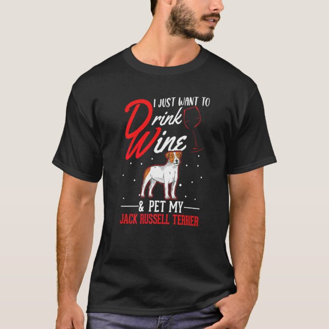 Camiseta Jack Russell Terrier y Vino   (Anverso)