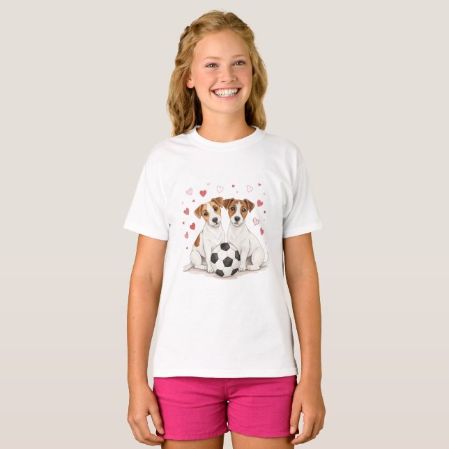 Camiseta Jack Russell Terriers with soccer ball for Valenti (Anverso completo)