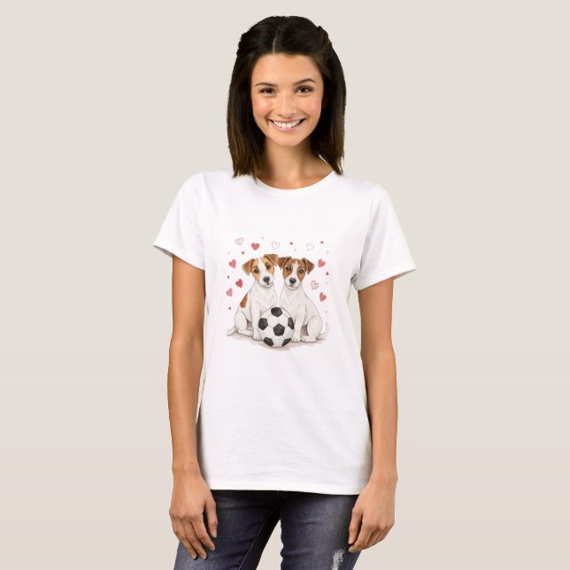 Camiseta Jack Russell Terriers with soccer ball for Valenti (Anverso completo)