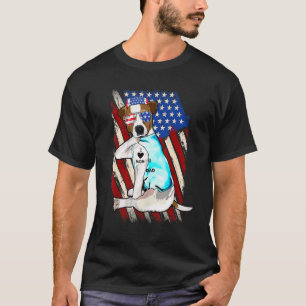 Camiseta Jack Russell Tiene Tatuaje Amo Papá Patriótico Ban