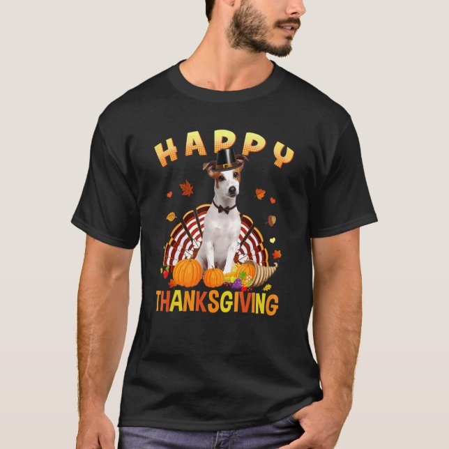 Camiseta Jack Russell Turkey Pilgrim for Boys Girls Thanksg (Anverso)