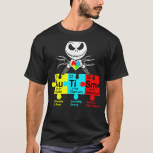 Camiseta Jack Skeleton Love Heart Puzzle Pieces Autism Peri