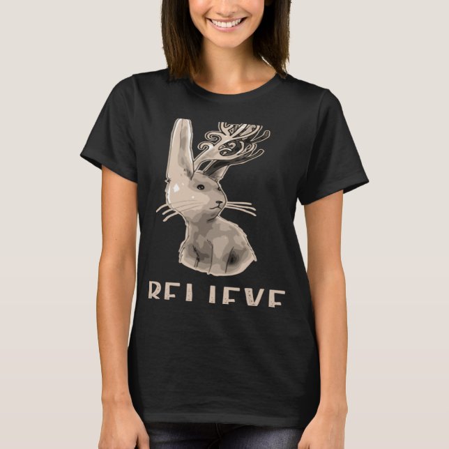 Camiseta Jackalope BELIEVE Magical Creature Mythological Fa (Anverso)