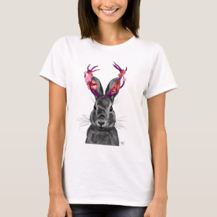 Camiseta Jackalope con anclas rosas