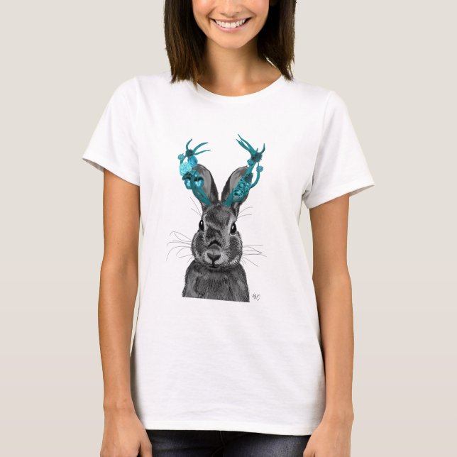 Camiseta Jackalope with Turquoise Antlers (Anverso)
