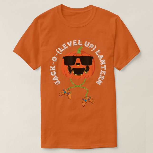 Camiseta JackO(Level Up) Lantern Funny Gamer's Halloween  (Diseño del anverso)