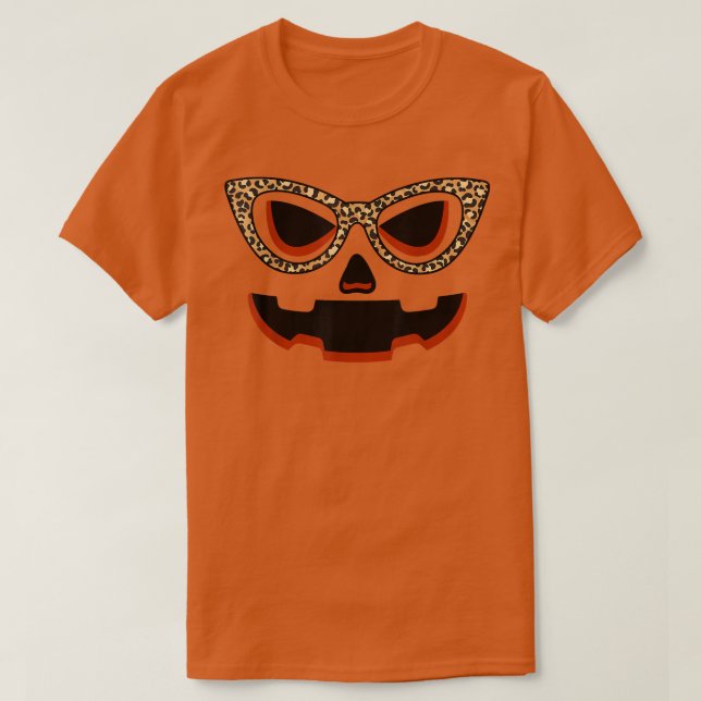 Camiseta JackOLantern Pumpkin Leopard Women Halloween Costu (Diseño del anverso)