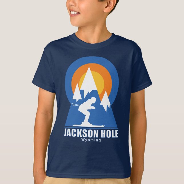 Camiseta Jackson Hole Ski Sunset Retro T-Shirt (Anverso)