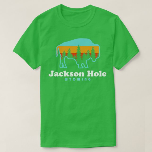 Camiseta Jackson Hole Wyoming Bison Retro Grand Tetons (Diseño del anverso)