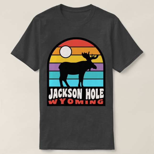 Camiseta Jackson Hole Wyoming Moose Badge (Diseño del anverso)