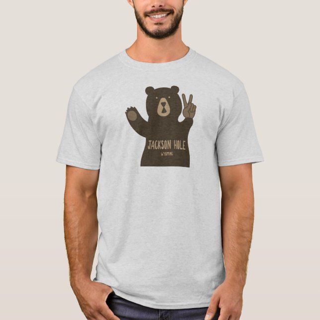 Camiseta Jackson Hole Wyoming Peace Bear (Anverso)