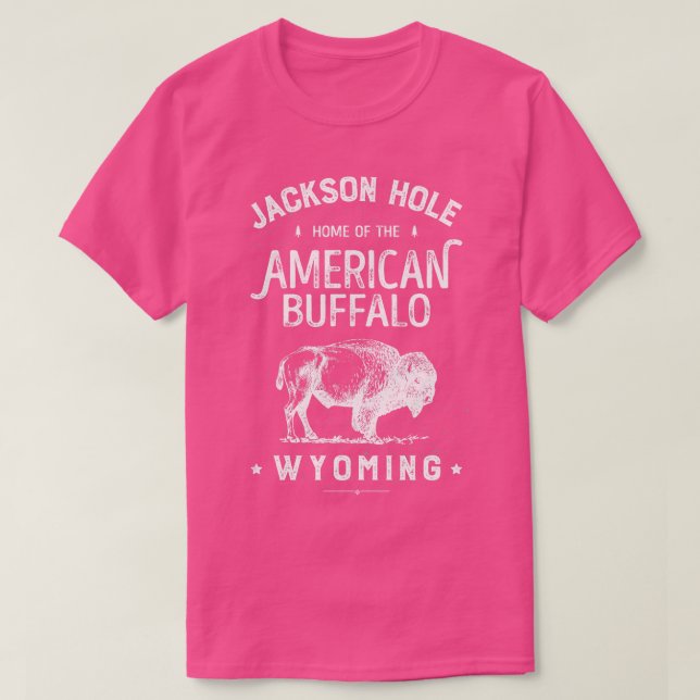 Camiseta Jackson Hole Wyoming Vintage Bison Buffalo Hombres (Diseño del anverso)