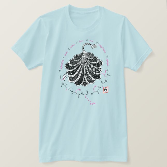 Camiseta JACKSON peptide, peacock w/ custom text, light (Anverso del diseño)