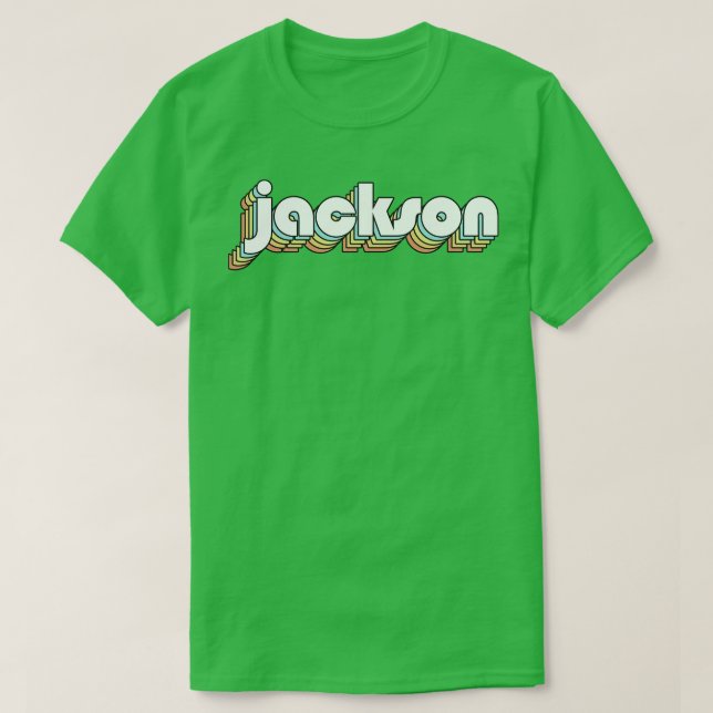 Camiseta Jackson Retro Estilo de Tipografía Arcoiris Faded (Diseño del anverso)