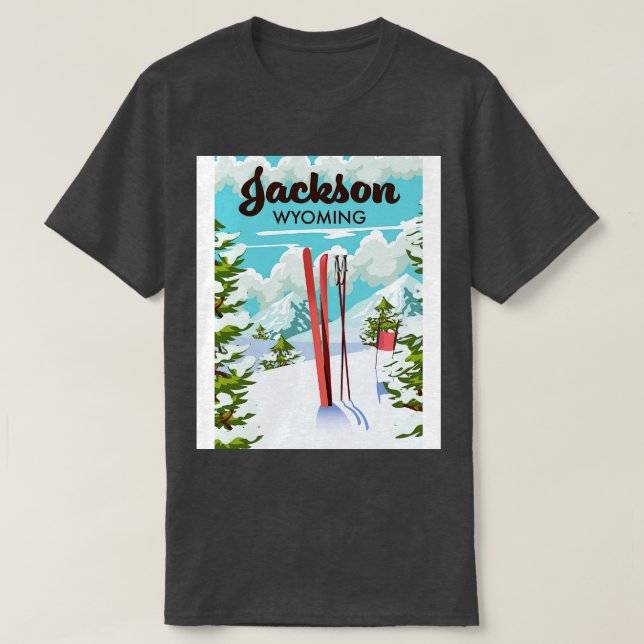 Camiseta Jackson Wyoming poster de esquí (Diseño del anverso)