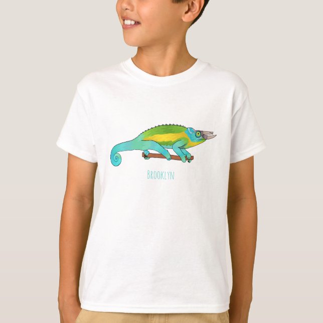 Camiseta Jackson's chameleon cartoon illustration (Anverso)