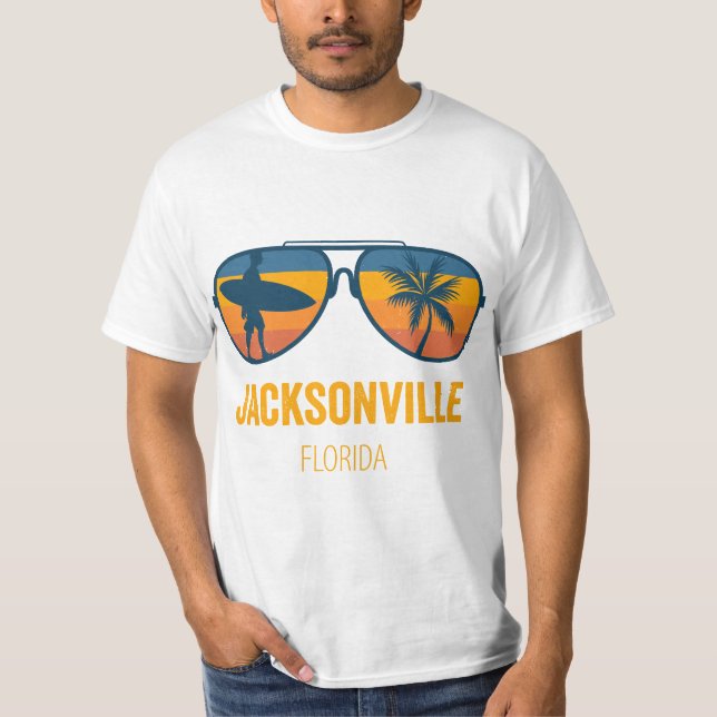 Camiseta Jacksonville Florida Surfer Sunset Vacation Souven (Anverso)