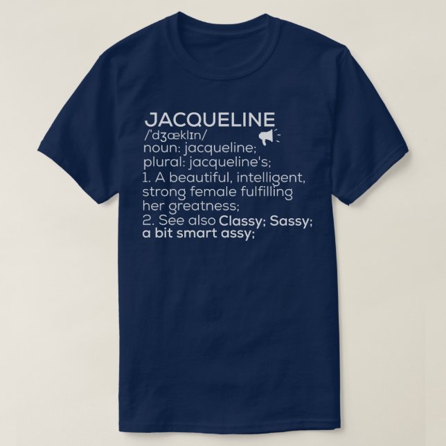 Camiseta Jacqueline Nombre Definición Jacqueline Nombre Fem (Diseño del anverso)