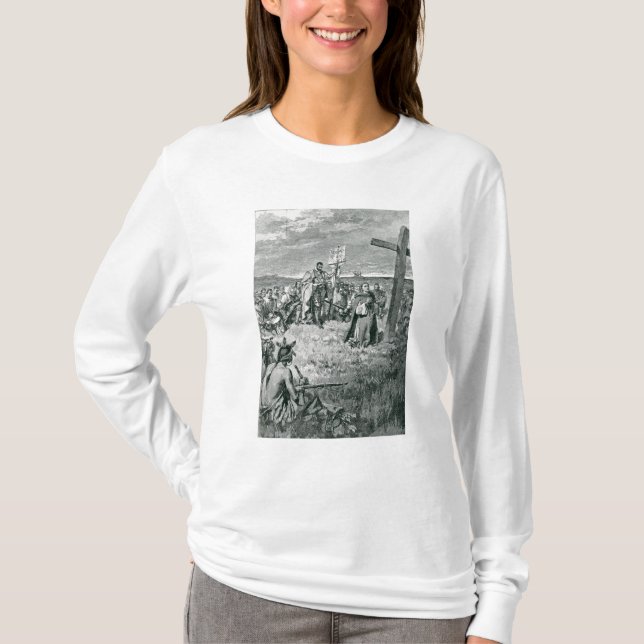Camiseta Jacques Cartier que pone una cruz en Gaspe (Anverso)