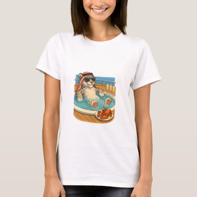 Camiseta Jacuzzis Jacuzzis de leopardo de la nieve Relajaci (Anverso)