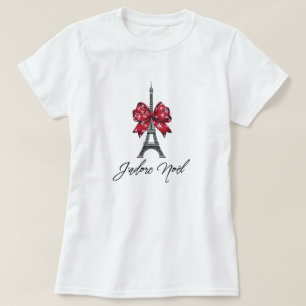 Camiseta J'adore Noël Eiffel Tower French I Love Navidades