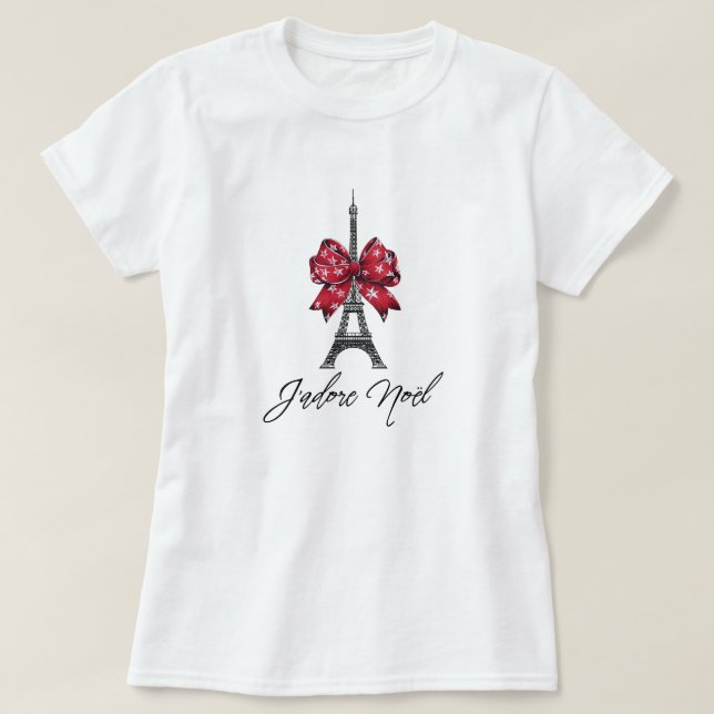 Camiseta J'adore Noël Eiffel Tower French I Love Navidades (Diseño del anverso)