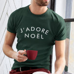 Camiseta J'adore Noel | Navidades de amor modernos Navidad<br><div class="desc">Sencillo y elegante J'adore Noel" cita arte: camiseta con tipografía moderna y minimalista en blanco con un estilo festivo moderno. La cita se traduce como "Amo a los navidades" en francés. ¡El regalo o accesorio perfecto para la temporada de Navidad!</div>