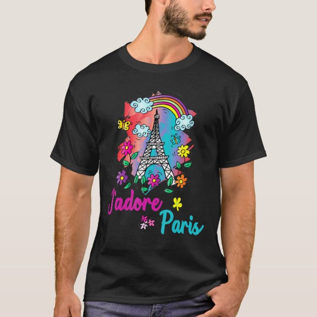 Camiseta Jadore Paris Torre Eiffel Flores Arcoiris Y Butt (Anverso)