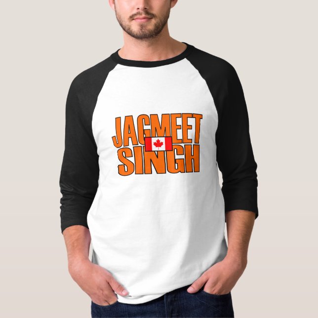 Camiseta Jagmeet Singh Naranja Bloquear texto Bandera canad (Anverso)