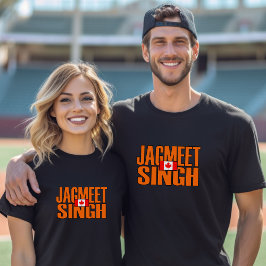 Camiseta Jagmeet Singh Naranja Bloquear texto Bandera canad