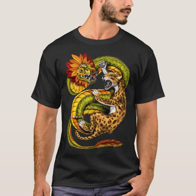 Camiseta Jaguar azteca vs Quetzalcoatl (Anverso)