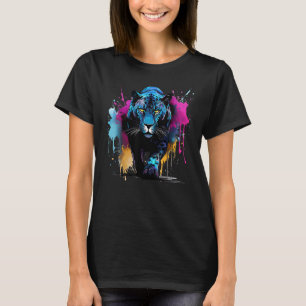 Camiseta Jaguar Negro Colorido Amante de la Vida Silvestre 