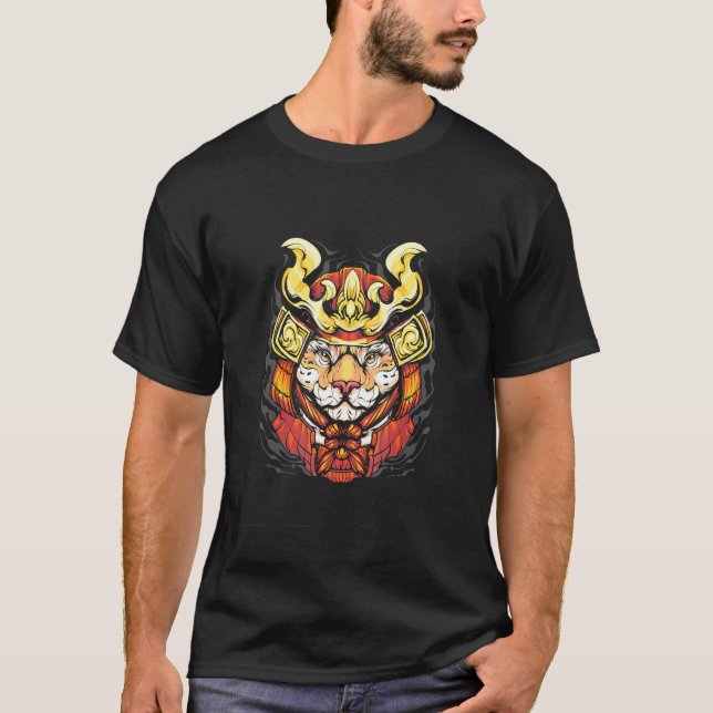 Camiseta Jaguar Samurai Ilustracion Samurai Cat Samurai  (Anverso)
