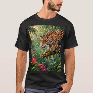 Camiseta Jaguar Selva Colibríes Mariposas Flores