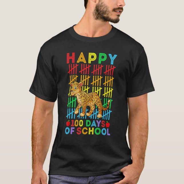Camiseta Jaguar  Teacher Student Happy 100 Days of School (Anverso)