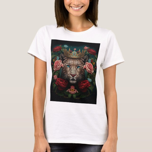 Camiseta Jaguar with Crown in Flowers Painting              (Anverso)