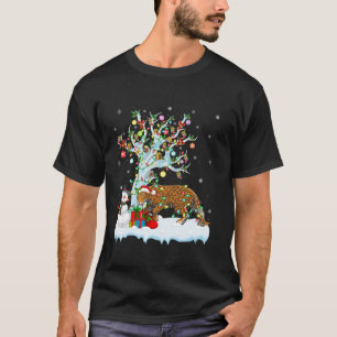 Camiseta Jaguar Xmas Iluminación Árbol Santa Hat Jaguar Nav