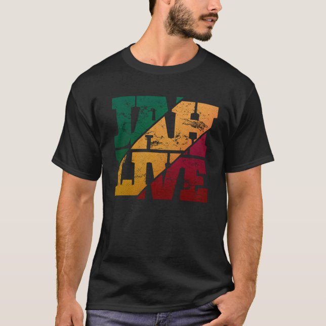 Camiseta Jah Live Rasta Colors Distressed Reggae (Anverso)