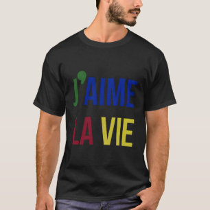 Camiseta J'Aime La Vie I Love Life Colores primarios Francé