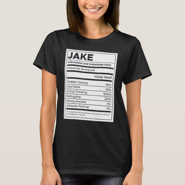 Camiseta Jake Nutrition Information Problement Resolving Ha (Anverso)