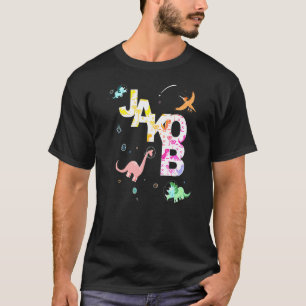 Camiseta Jakob Guay Boys Name With Cute Space Dinosaurs