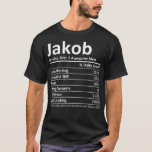 Camiseta JAKOB Nutrition Funny Birthday Personalized Name G<br><div class="desc">JAKOB Nutrition Funny Birthday Personalized Name Gift Idea .vintage, retro, poster, wallcontest, funny, illustration, space, old school, birthday, cool, gift, music, satire, classic, drawing, food, humor, old, pinup, present, awesome, bike, california, gift idea, gifts, man, pin up, sexy, american, antique, astronaut, beach, best seller, bicycle, boss, cartoon, cassette, cat pew...</div>