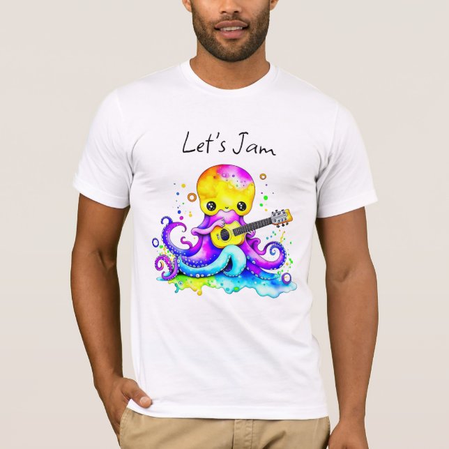 Camiseta Jam | Octopus Tocando Guitarra Acústica (Anverso)