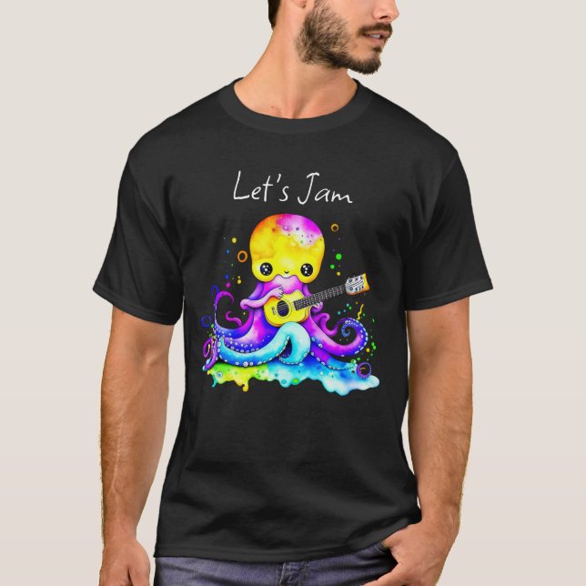 Camiseta Jam | Octopus Tocando Guitarra Acústica (Anverso)