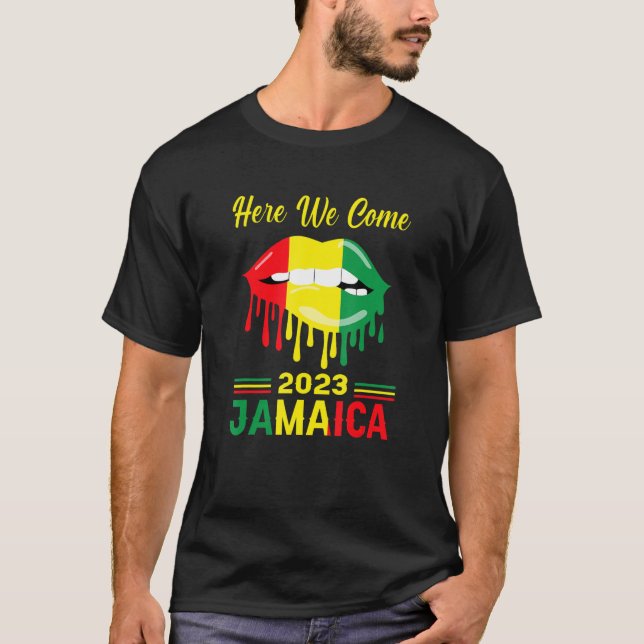 Camiseta Jamaica 2023 Aquí Venimos de vacaciones familiares (Anverso)